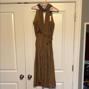 Express Sleeveless leopard print Tie-Waist Maxi Dress